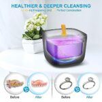 TANAVE Ultrasonic Cleaner for Retainer, Denture, Mouth Guard, Aligner, Whitening Tray, Toothbrush Head, 43kHz 255ML Ultrasonic Retainer Cleaner Machine, UV Ultrasonic Jewelry Cleaner for Ring Diamond