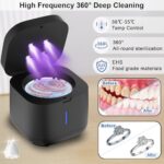Ultrasonic Retainer Cleaner Machine with UV Light 300ML for Denture Mouth Guard Aligner Toothbrush Head, 42kHz Ultrasonic Jewelry Cleaner for All Dental Appliance (Temp Control Black)
