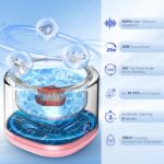 Wuven Ultrasonic Cleaner for Dentures, Invisalign, Mouth Guard, Aligner, Whitening Trays, 43kHz 180ML Portable Ultrasonic Jewelry Cleaner Ultrasonic Retainer Cleaner for Home and Travel Use Red