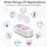 MAGIC JOHN Ultrasonic Cleaner, 3 Modes Professional Ultrasonic Jewelry Cleaner, 47Khz Ultrasonic Retainer Cleaner, 12oz Sonic Cleaner for Glasses, Watch, Dentures, Dental Retainer, Ring, White